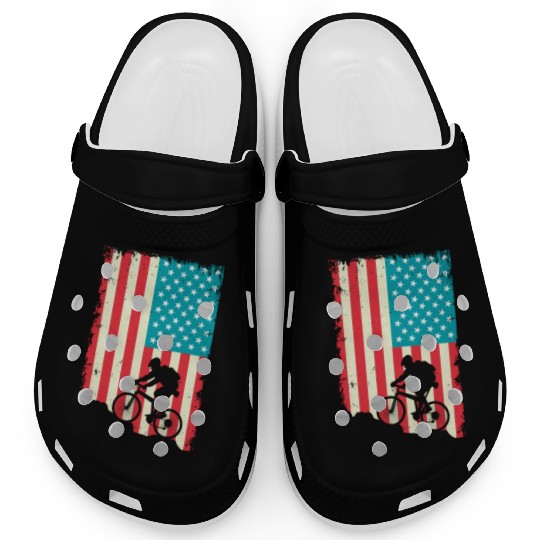 mountain biking american flag Clogs