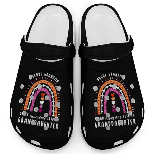 Proud Grandma Lesbian Granddaughter Rainbow Clogs