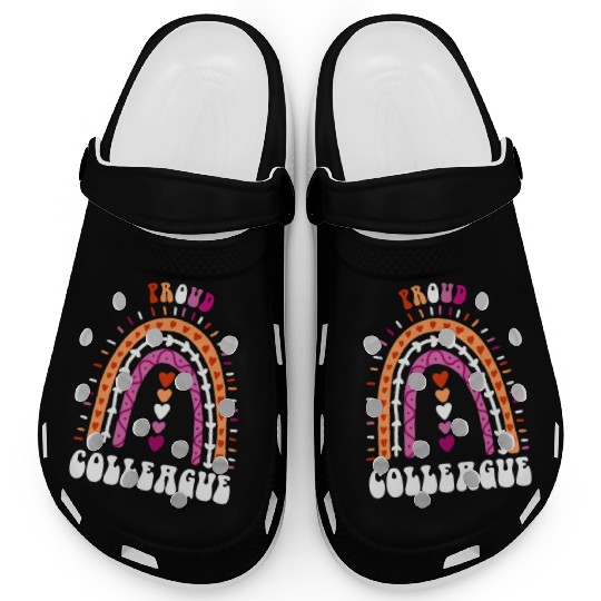 Proud Colleague Lesbian Pride Boho Rainbow Clogs