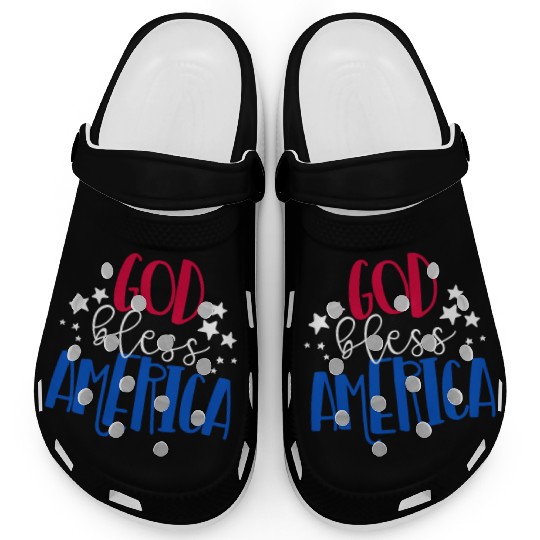 God Bless America Patriotic American 4th of Julygo Clogs