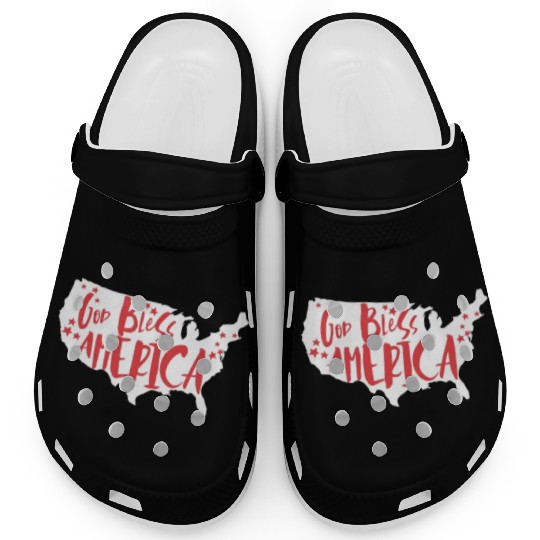 God Bless America USA Map Patriotic 4th of Julygod Clogs