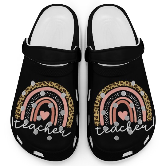 Boho Teacher Rainbow Leopard Teacher Appreciation Clogs