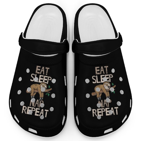 Eat Sleep Nap Repeat Funny Sloth Lovers Sleeping L Clogs
