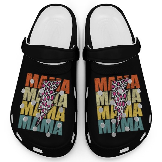 Lightning Bolt Leopard Cheetah Print Multi Color Clogs