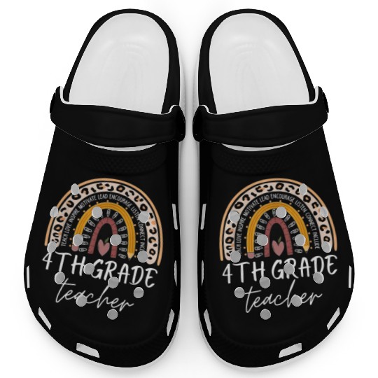 4th grade teacher leopard rainbow back to school Clogs