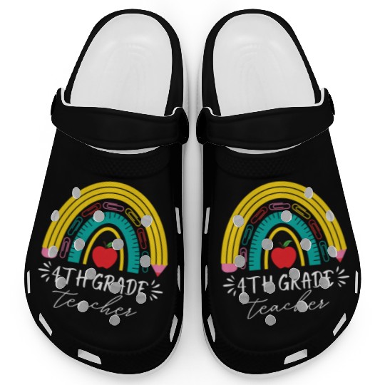4th grade teacher back to school rainbow pencil Clogs