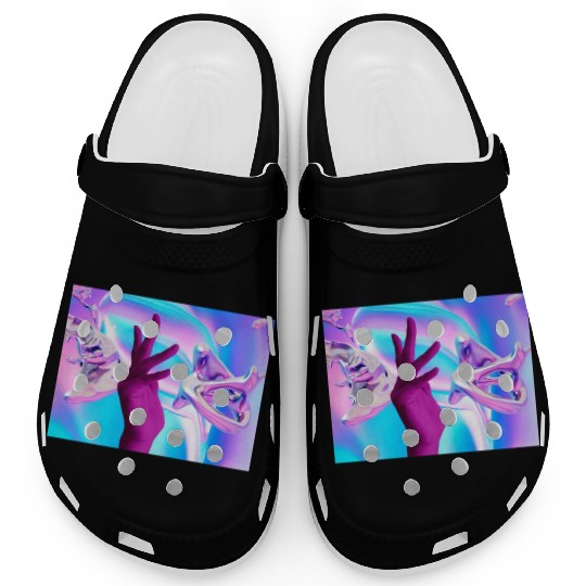 Holographic mystical Aesthetic hand Clogs