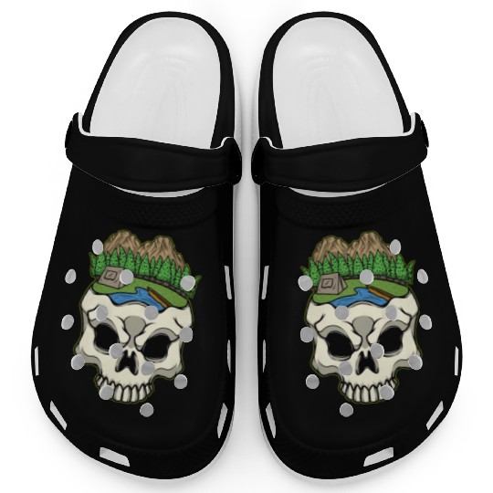 Skeleton Head Camp Campsite Camper Camping Clogs