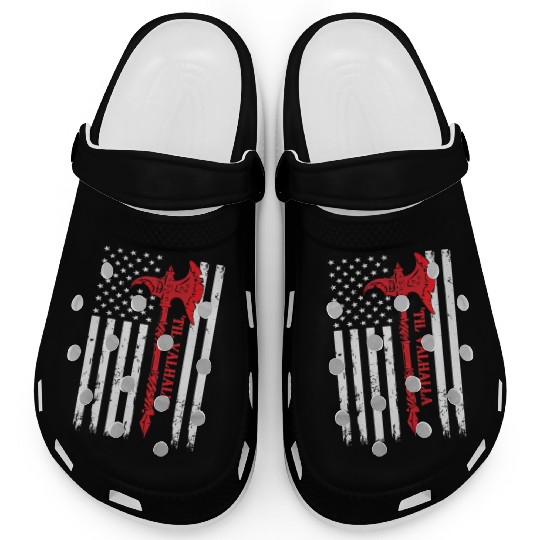 American Flag Viking Axe Til Valhalla Clogs