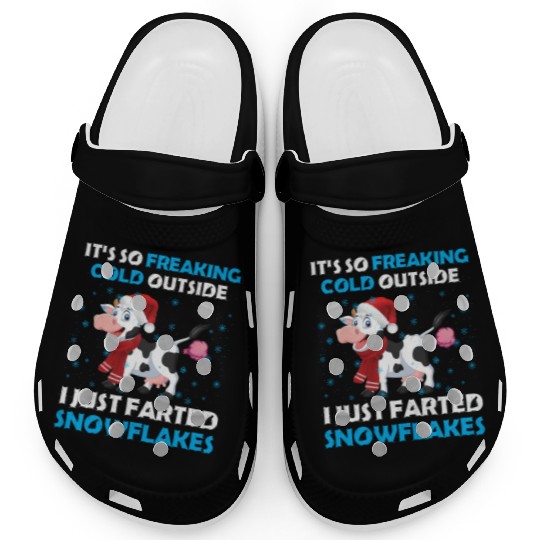 I Just Farted Snowflakes Funny Cow Christmas Clogs