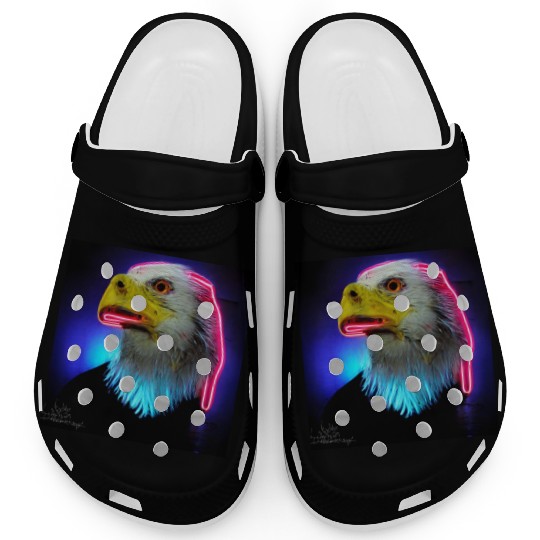 i love america neon bright lightsamerican eagle Clogs