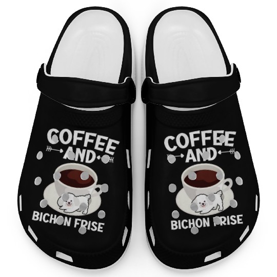 Coffee And Bichon Frise Curly Hair Pup Puppy Lover Clogs