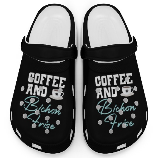 Coffee And Bichon Frise Curly Hair Pup Puppy Lover Clogs
