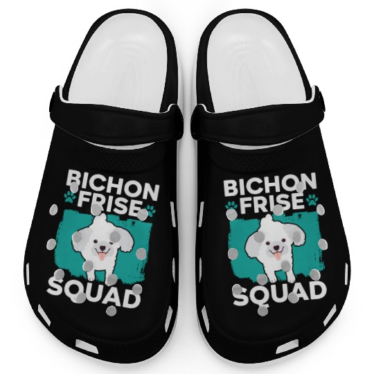 Bichon Frise Squad Curly Hair Pup Puppy Lover Clogs