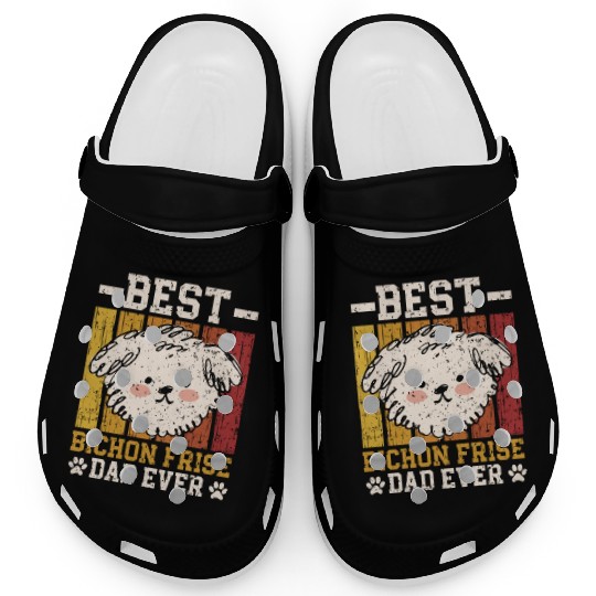 Best Bichon Frise Dad Ever Curly Hair Pup Puppy Clogs