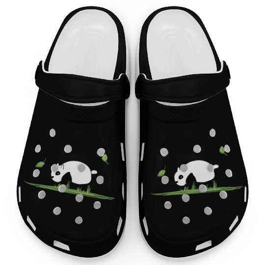 Animal Love Cartoon Panda Ecosystem Nature Grass Clogs