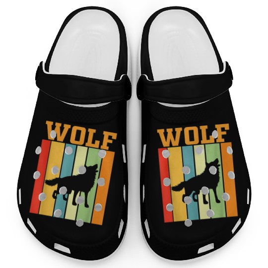 wolf Shadow silhouette in Retro Colors Clogs