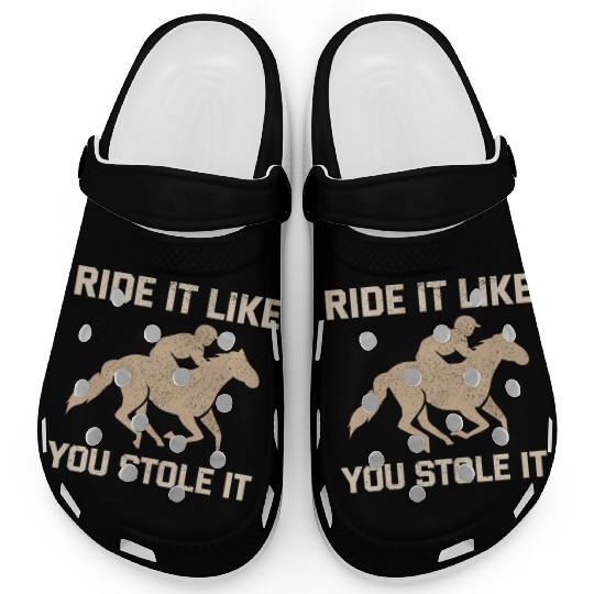 Barrel Racer Rodeo Racing Horse Riding Race Funny Clogs