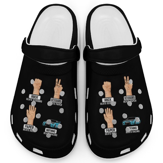 Rock Paper Scissors Nothing Beats Racing Funny Rac Clogs