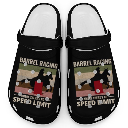 Barrel Racer Rodeo Racing Horse Riding Race Funny Clogs