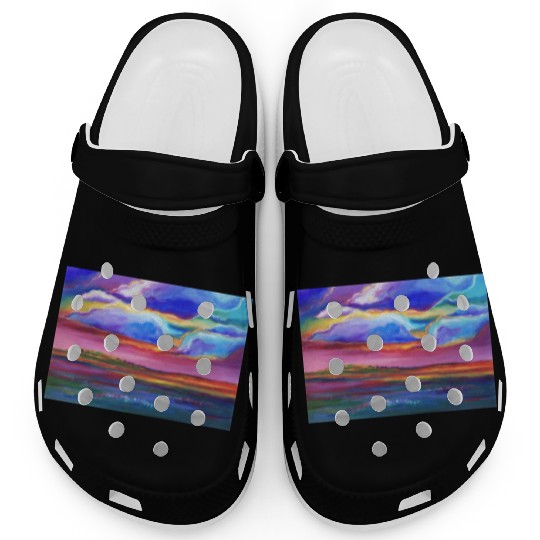 Colorful Sunset Landscape Painting Clogs