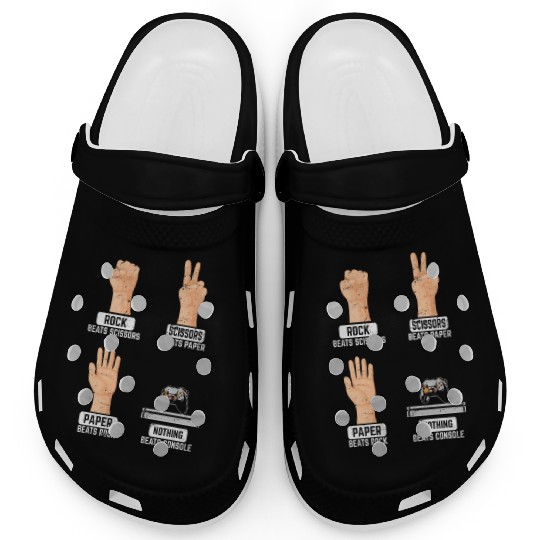 Rock Paper Scissors Nothing Beats Console PC Funny Clogs