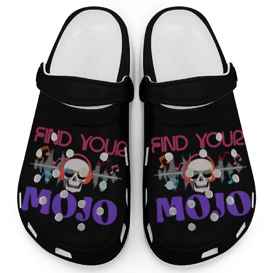 Find Your Mojo Colorful Violet Pink Retro Font Clogs