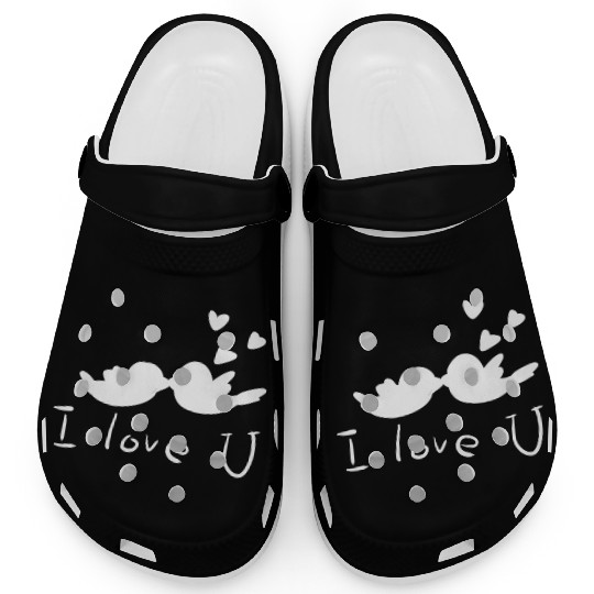 i love you birds couple animals Clogs