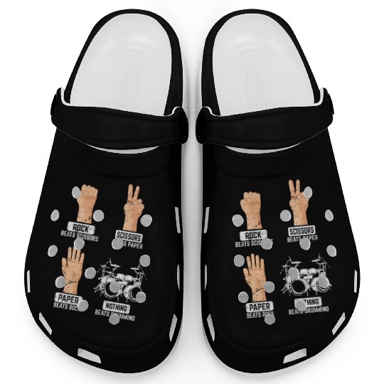 Rock Paper Scissors Nothing Beats Drumming Funny D Clogs