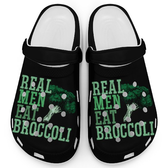 Real Men Eat Broccoli Broccoholic Vegetable Vegan Clogs