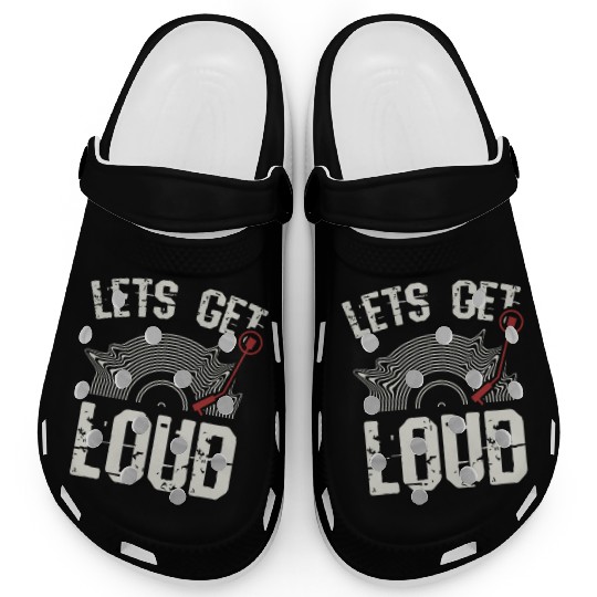 Let's Get Loud Musician Turntable Music Vinyl Reco Clogs