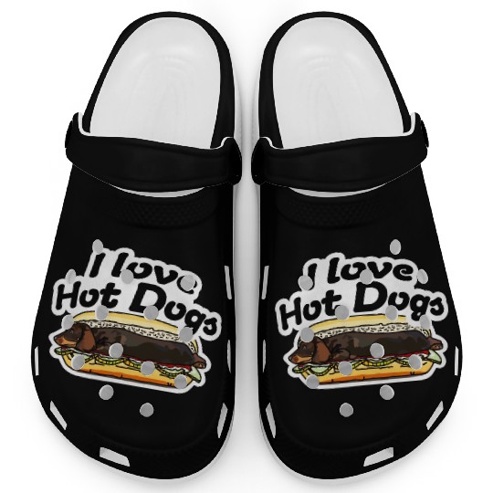l Love Hot Dogs Dachshund cool Street Art Clogs