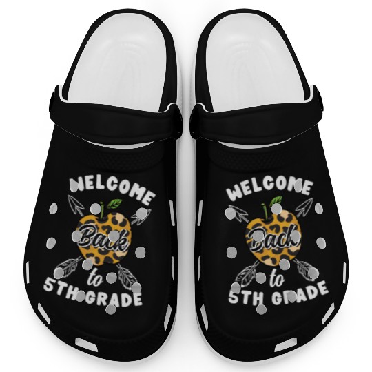 Welcome Back To 5th Grade Leopard Print Clogs