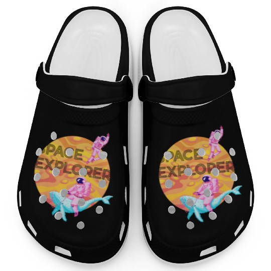 Space Explorer Two Astronauts and A Blue Whale Clogs