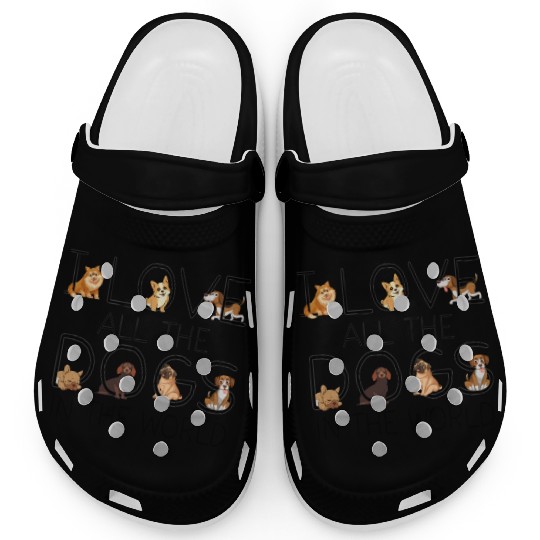I Love All The Dogs In The World Dog Lovers Gifts Clogs