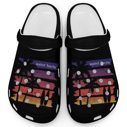 Cool Saint Lucia Surfing Fan Beach Palm Tree Clogs