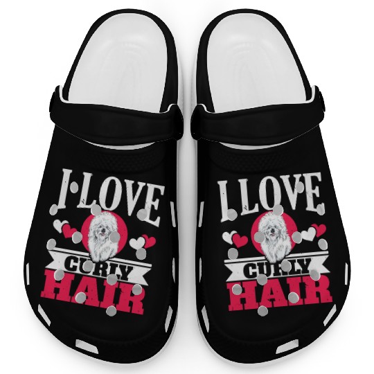 I Love Curly Hair Bichon Frise Dog Lover Puppy Paw Clogs
