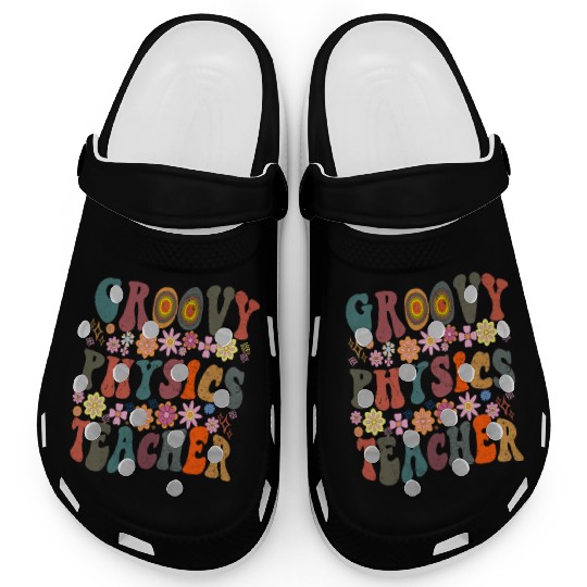 Groovy physics Teacher retro Back To School Clogs