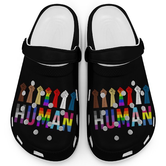 Human Rights For All Resist Feminist LGBT Black Clogs