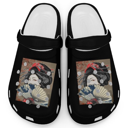 Vintage Cherry Blossom Japanese Geisha Girl Clogs