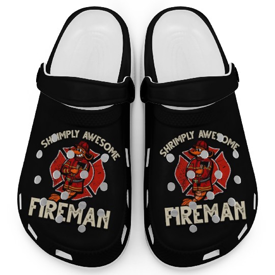 Funny Shrimp/Prawn Pun. Shrimply Awesome Fireman Clogs