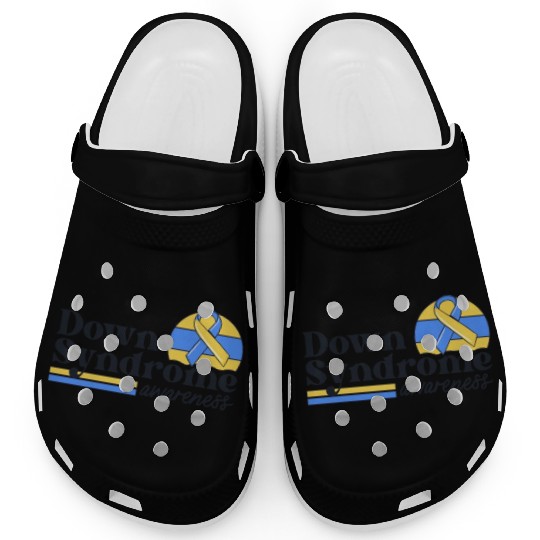 Down Syndrome Awareness Retro Sunset Yellow Blue Clogs