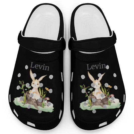 Forest Animal Deer Rabbit Hedgehog Flowers Name Clogs