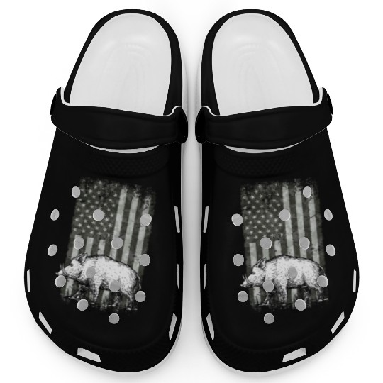 Patriotic Wild Boar Hunting Season For Hog Clogs