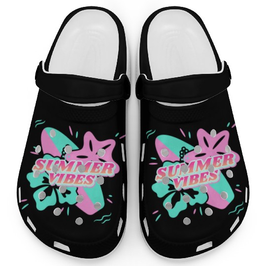 Summer Vibes - Beach, surf, hibiscus and starfish Clogs