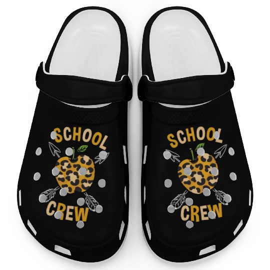 School Back To School Crew Leopard Print Clogs
