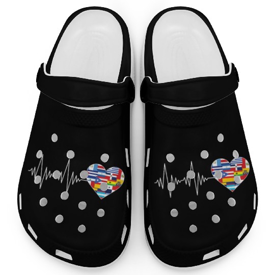 Hearts Beat Spanish Flags Hispanic Heritage Month Clogs