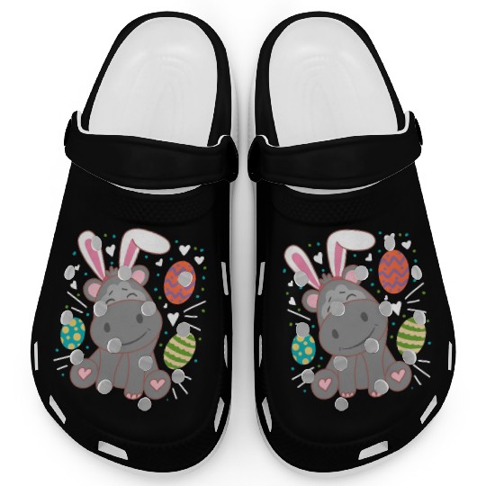Hippo Wearing Rabbit Bunny Ears Funny Easter Clogs