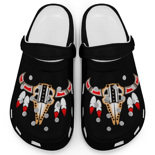 Native American Buffalo Skull for Tribal Art Lover Clogs