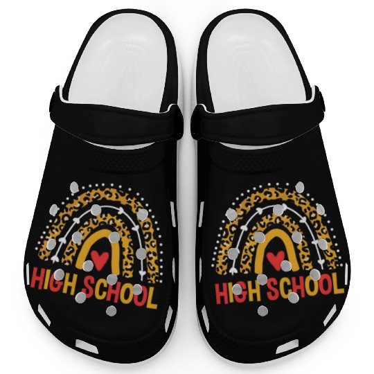 Back To School Leopard High School Rainbow Clogs